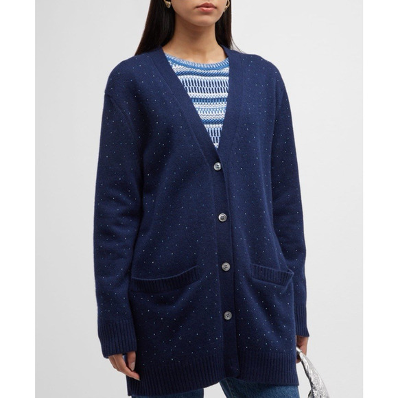 Libertine NAVY Women's Stardust Oversized Cashmere Cardigan, US XL - Picture 4 of 11